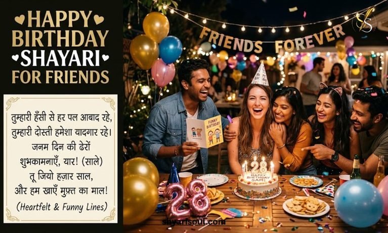 Happy Birthday Shayari for Friends with Funny & Heartfelt Lines