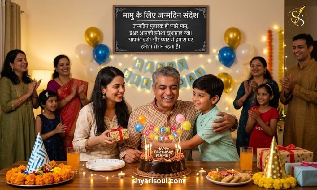 Short 2 Lines Birthday Message for Mamu in Hindi