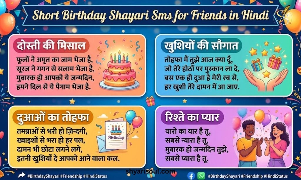 Short Birthday Shayari Sms for Friends in Hindi